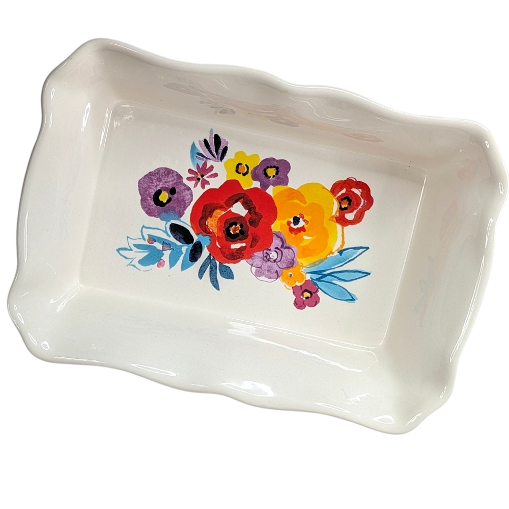 Pioneer Woman Flea Market Floral Casserole Dish 8x12 Ceramic Rectangular Baker